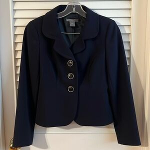 Ann Taylor Petites Navy Blue Cropped Blazer Lady Jacket. Size 2P. Like new!